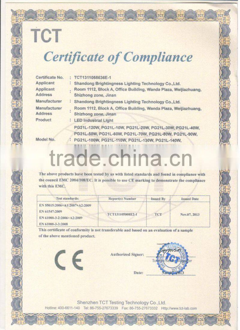 120w ce rohs USA bridgelux cob ip65 indoor industrial 120w led high bay light