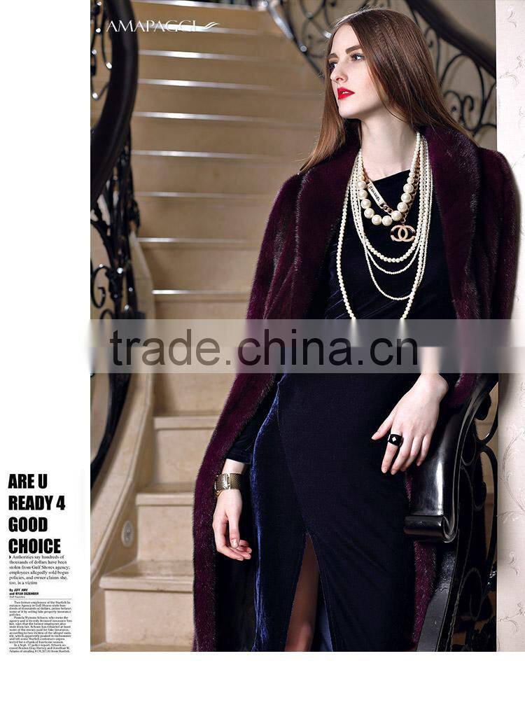 Wholesale full long high fashion winter mink fur womens coat
