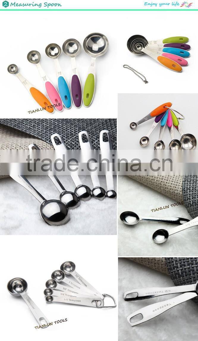 Premium Stackable Measuring Cup Sets for Dry and Liquid Ingredients,5PCS stainless steel measuring cup set with silicone handle