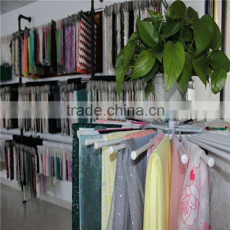 Navy blue flower lace fabric with white holes