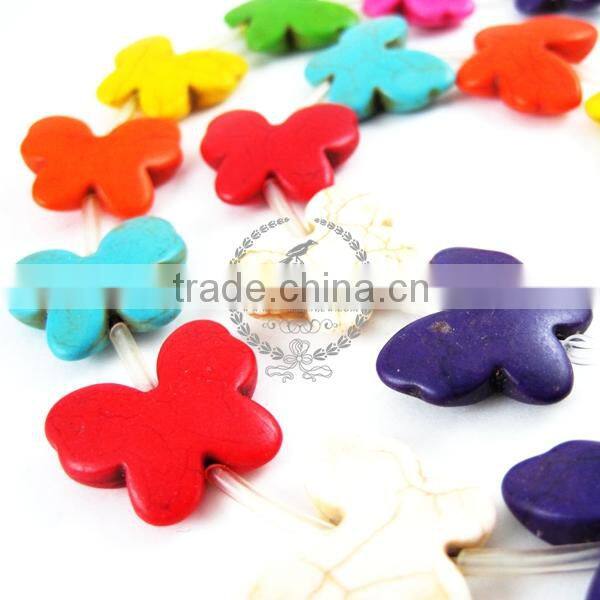 1 string 15inch 18x22mm vintage mix color dyed turquoise butterfly unique beads 3010017