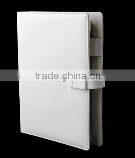 White PU spiral usb diary notebook USB notebooks with 8G