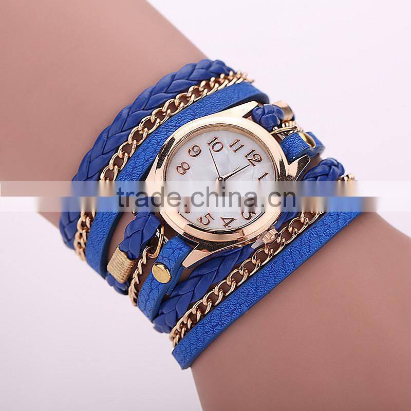 New braided bracelet watch leather bracelet watch multi colors waist watch for women