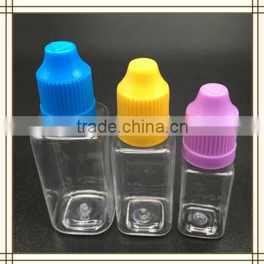 New Square Dropper Bottles Plastic Empty E- Liquid with varied capacity 15ml 30ml with Child Proof Bottle caps E cigrate liquid