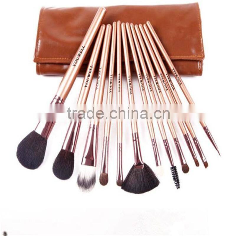 12pcs good quality animal hair cosmetic makeup brush set wholesale