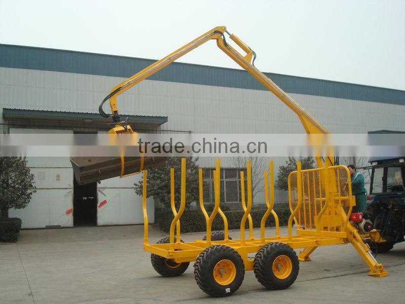 CE 5 ton log loader trailer with crane for tractor / ATV