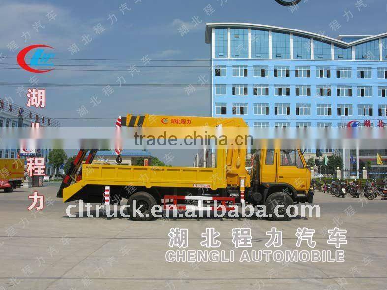 Dongfeng side wall flatbed truck with crane for sale