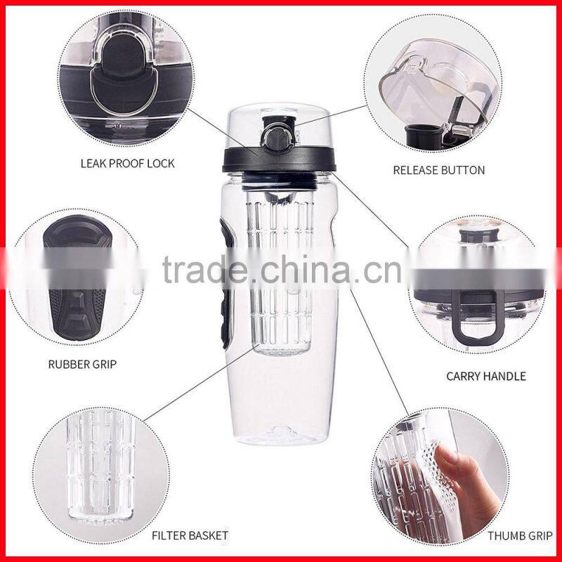 1000ml Fruit Infusing Infuser Water Bottle BPA Free Plastic Sports Detox Health