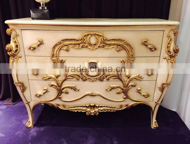 Royal Palace Bedroom Furniture- 5 Drawers Chest, Exquisite Carved Wooden Side Cabinet /Chest of Drawers