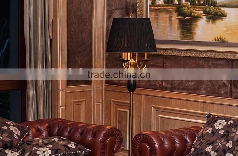Vase design black marble floor lamp with black fabric lampshade