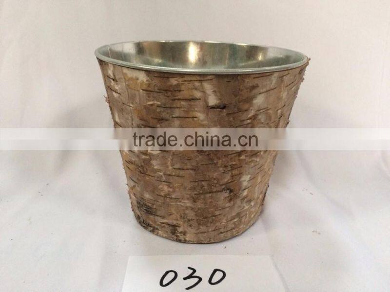 vintage antique aged look multi-functional metal flower pots planter with tree bark