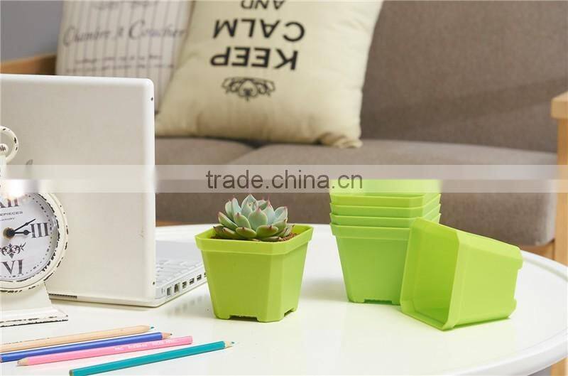 Thicken Colorful Square Plastic Plant Pot for Decoration of Home Office Desk Garden Flower Shop