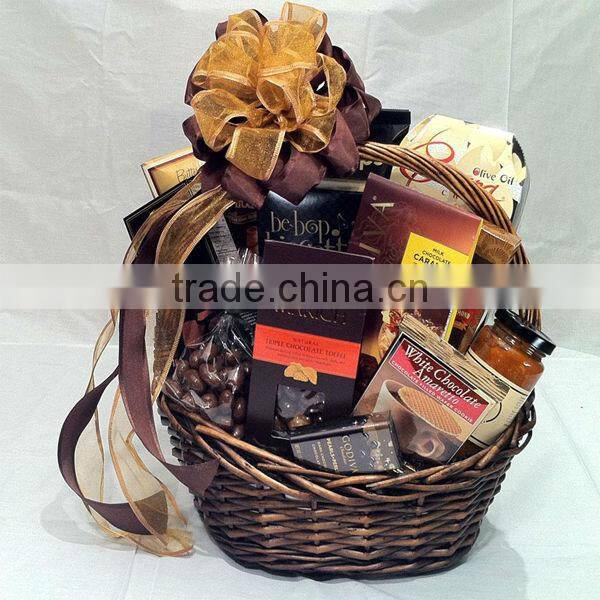 Unique eco-friendly wicker handle gift basket
