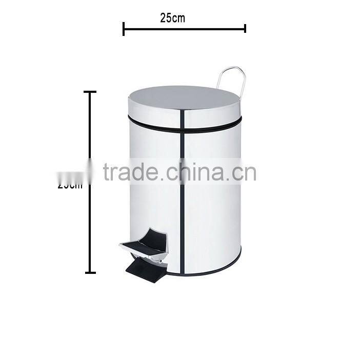 Large Silver Mirror-polished Surface Trash Bin