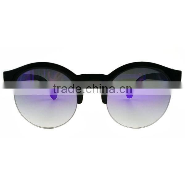 Half Rim Sunglasses Fashion Green Wood Sunglasses