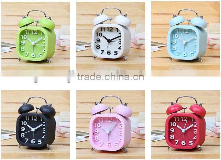 Supply creative retro twin bell alarm clock / square alarm clock