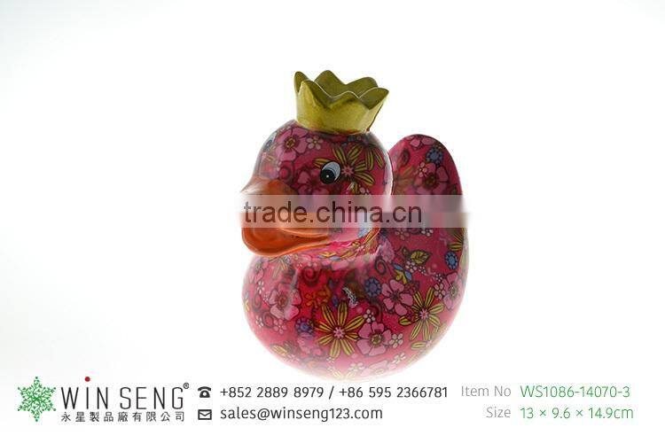 cheap coin box lovely design flower patterns duck shaped ceramic animal piggy bank