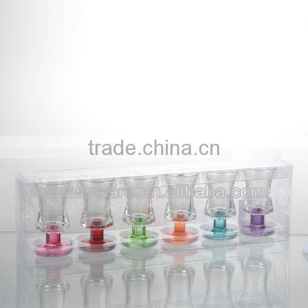 60-86ml top grade 6 colorful mini wine shot glass set