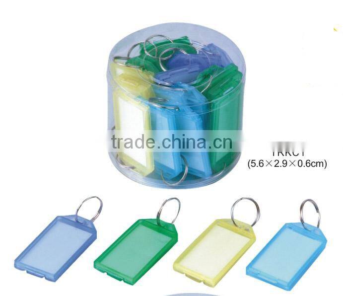 Split Ring Colorful Plastic Keychain Holder ID Tags Name Card Label