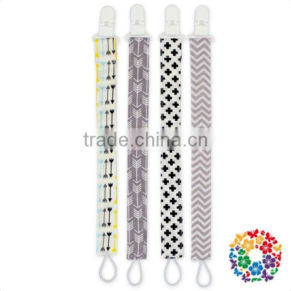 elastic loop cotton ribbon white plastic pacifier clip