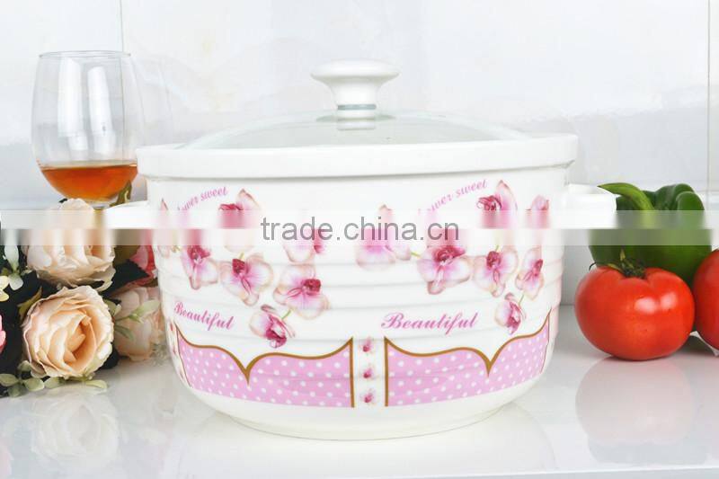 9" porcelain round microwave saucepan with glass lid