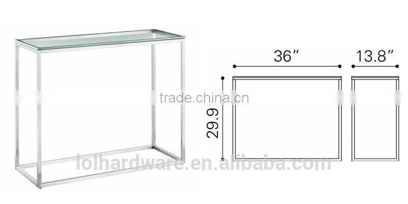 Console Table in Stainless Steel base and tempered Glass top