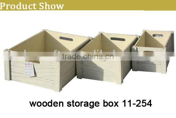 rectangular wooden storage box bin set of 3