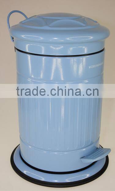 tin garbage can with various colors