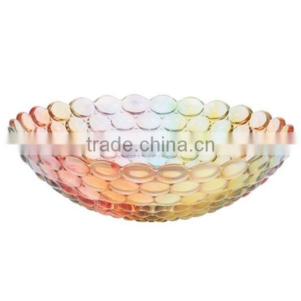 Colorful glass fruit bowl/ article glass plate/ new design colored fruit/ salad candy dish BHL-P1