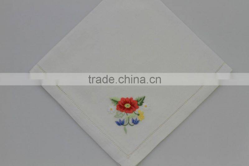 100% cotton embroidered table napkins with hemstitch, set of 6, various designs