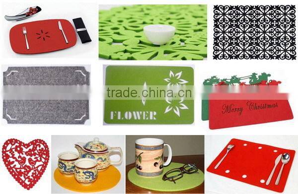 high quality new fashion custom laser cut polyester felt beer mat printing board easter rabbit design manufacturer China OEM