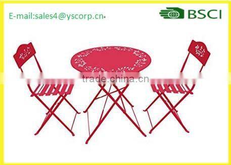 China Company Wholesale Cheap Outdoor Garden Patio Furniture Folding 3PC Table Chair Set Bistro Style Backyard Metal