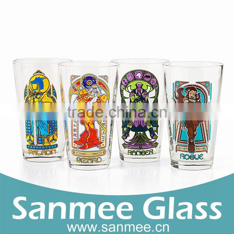 4PCS Gift Set Alien Pattern Design Decal Pint Glassware