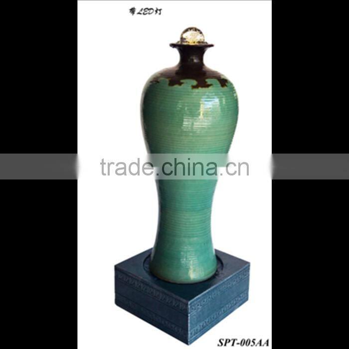 white vase beauty fiberglass water fountain with led light