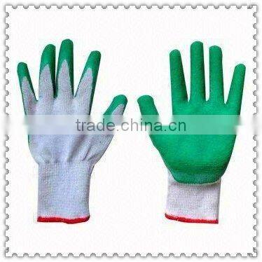 Blue latex coated cotton gloves with crinkle finishJRE37