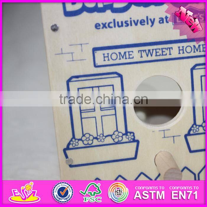 2016 new fashion funny children wooden bird house W03B049