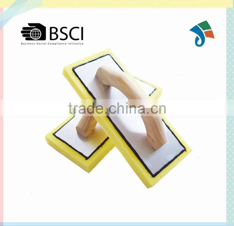Swiss cheese sponge with wood handle aluminum backing float trowel
