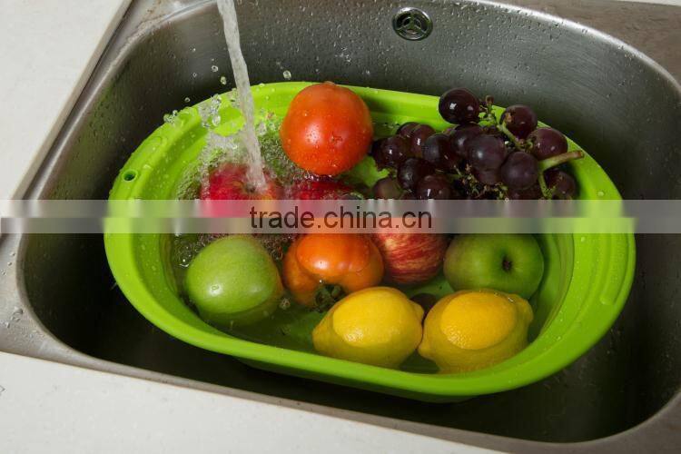 Silicone square shaped folding wash basin,fruit bowl