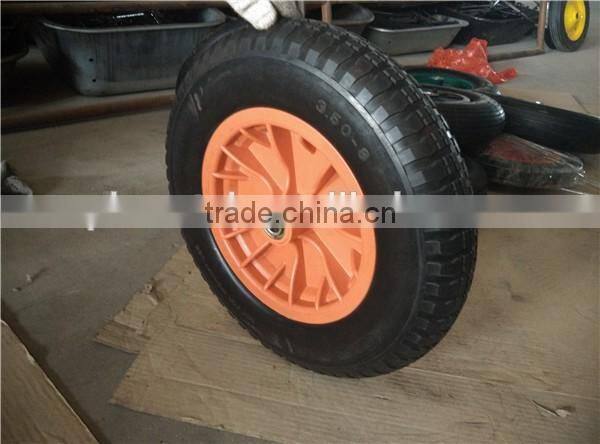 3.50-8 red plastic rim rubber wheel for wheelbarrow