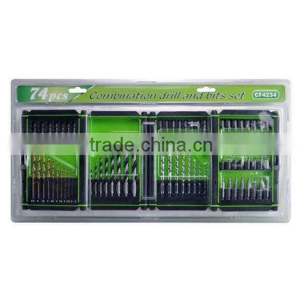 74pcs combination drill and bits set