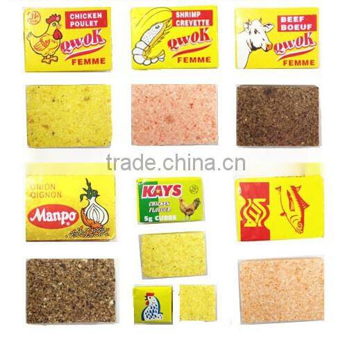 Bouillon cubes with different flavor, beef, ,shrimp,tomato, onion and curry flavor