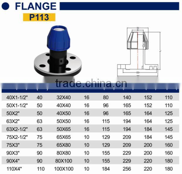 TY High quality PP compression fittings FLANGE eco-friendly Cheap Price Full Size factory price list discount