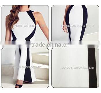 Black &white Fashion sexy lades' long floor touching party wear gown dress