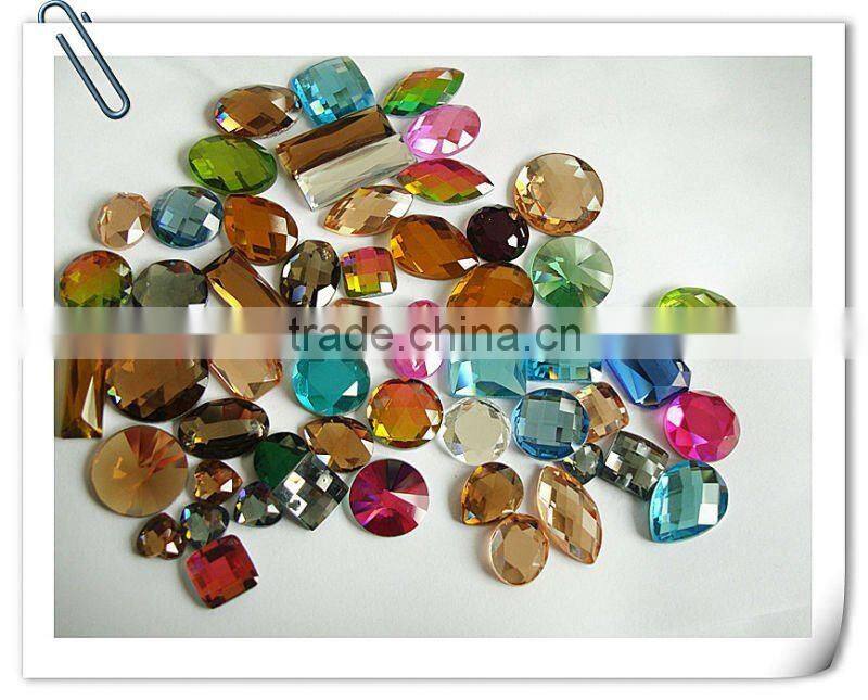 crystal round flat back button