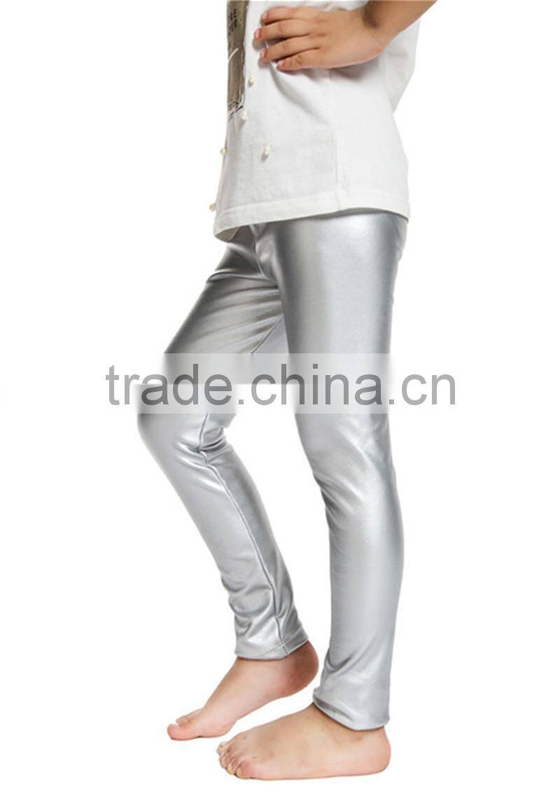 2016 Newest hot selling top quality design Imitation Leather Leggins fitness baby leggings Sweet Child Pants