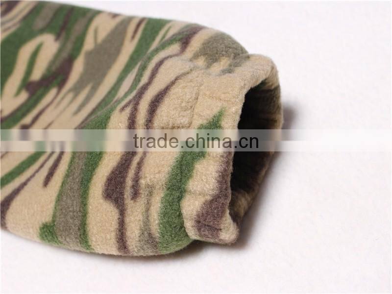 wholesale clothing soft polar fleece military men' s camo hunting winter jacket with hoodie