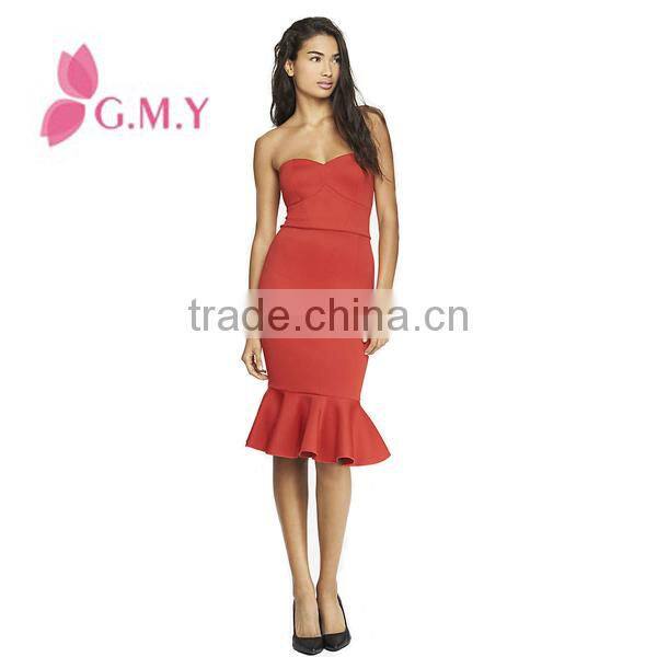 Strapless scuba flounce black prom dress, strapless black dress, elegant robe bustier