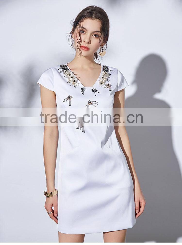 Maxnegio ladies design beading black beading office causal dress