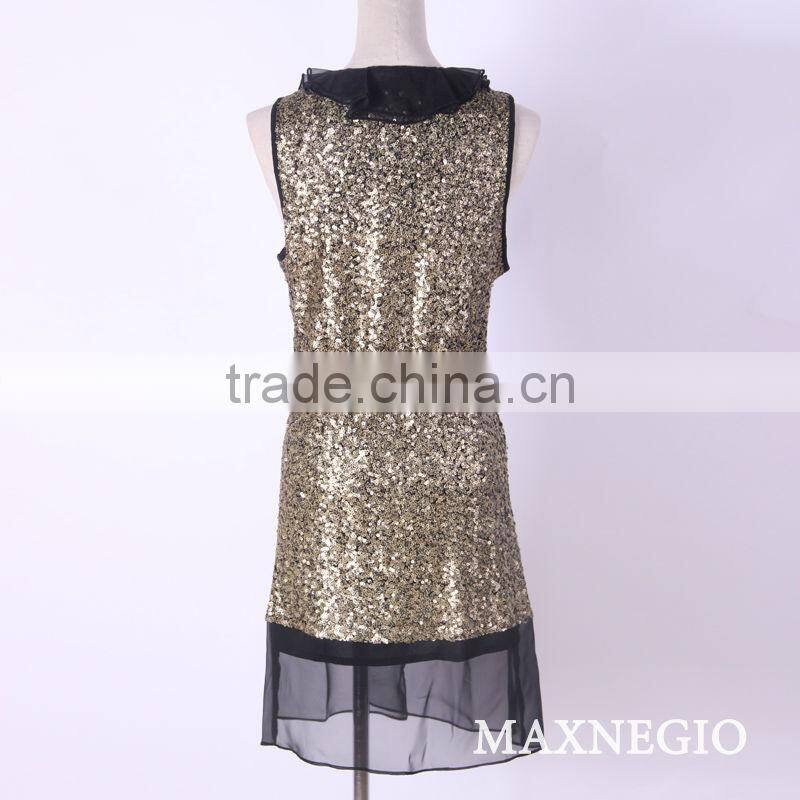 Hot selling waistcoat design sequin beautiful dress