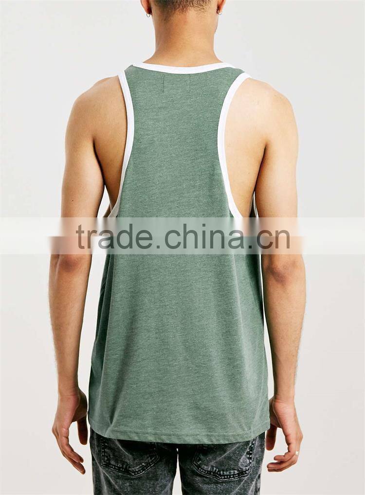 Trade assurance supplier cheap wholesale green and white ringer gym vest for men